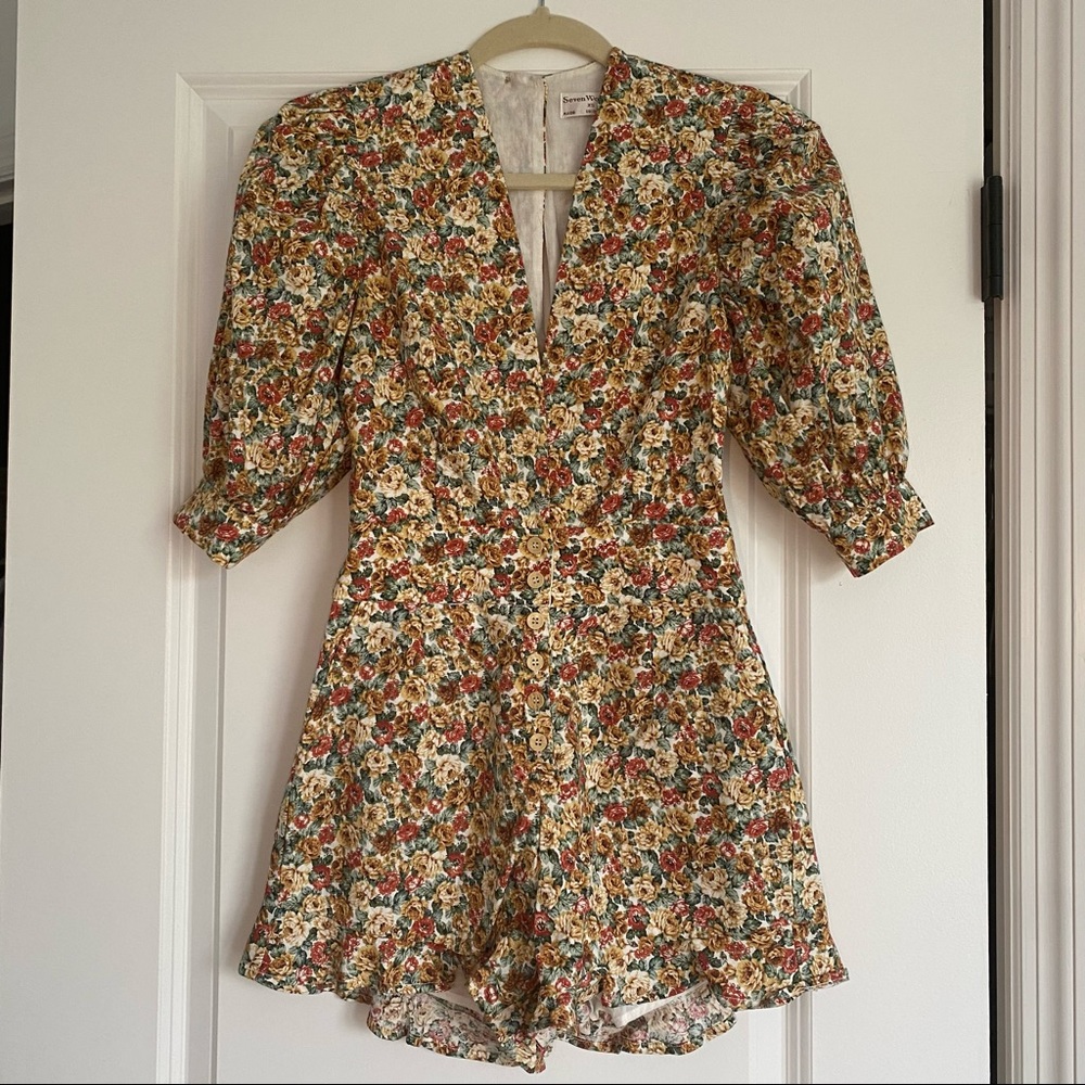 Multicolor Floral Print Romper XS